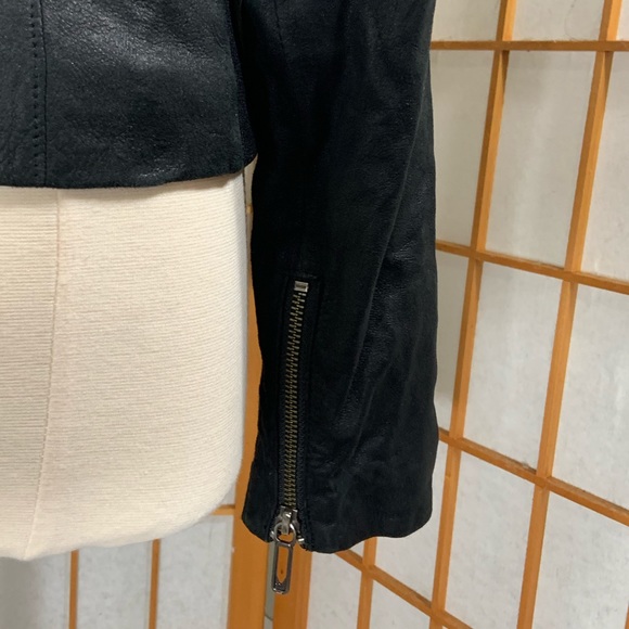 VINCE black paper drape collar leather jacket - Picture 10 of 16